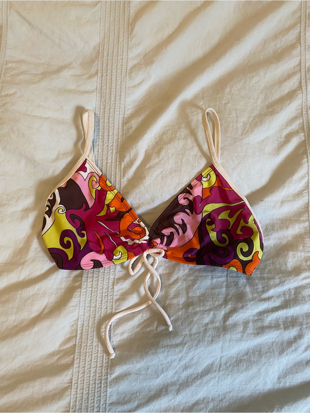 Y2K Multicolor Swirl Print Triangle Swim Top